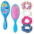 thumbnail image 1 of Baby Shark Hair Accessory 5 Pcs Set 1 Regular 9 inch Hair Brush For Girls + 4 Scrunchies For Kids Baby Shark Hair Accessories For Girls Detangling Brush Elastic Hair Ties Ropes Scrunchies, 1 of 9