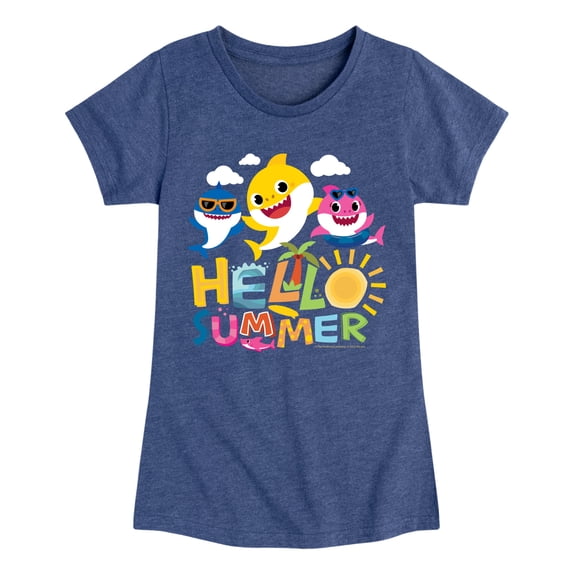 Baby Shark - Hello Summer - Toddler Girls Fitted Short Sleeve T-Shirt