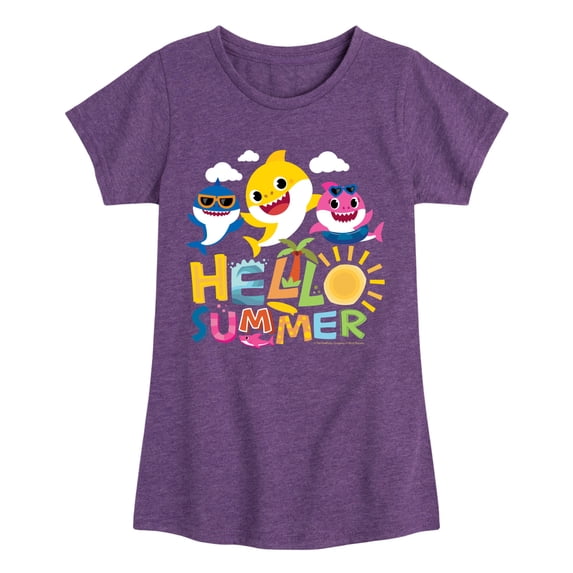 Baby Shark - Hello Summer - Toddler Girls Fitted Short Sleeve T-Shirt