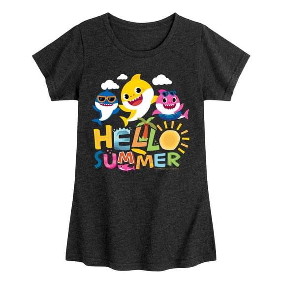 Baby Shark - Hello Summer - Toddler Girls Fitted Short Sleeve T-Shirt