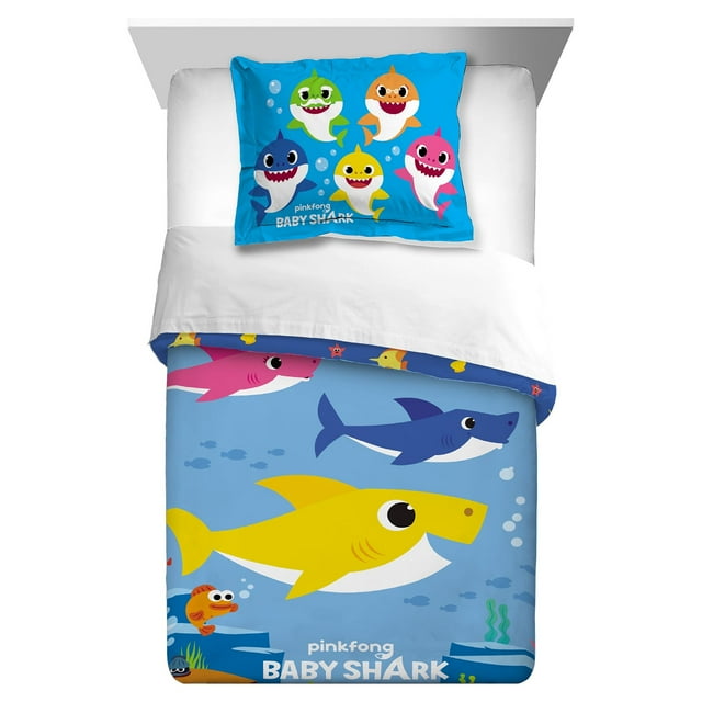 Baby Shark Kids 2Piece Twin/Full Comforter Set, Reversible, Microfiber
