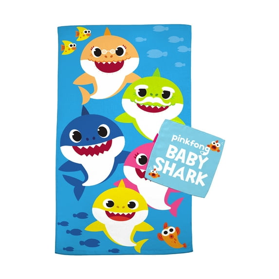Baby Shark Kids Cotton 2 Piece Towel and Washcloth Set