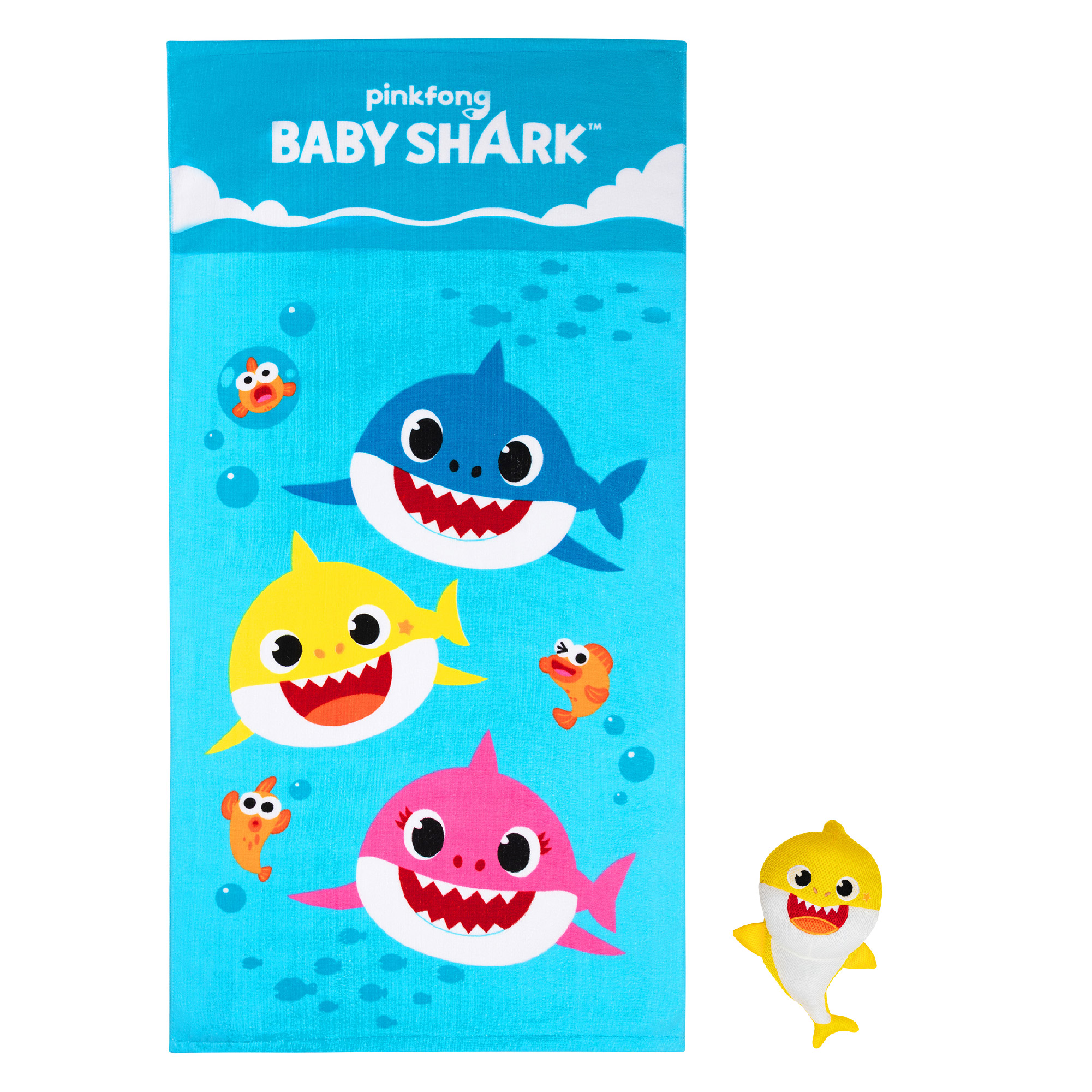 Baby Shark Kids Towel and Character Scrubby Set, Blue, Pinkfong - image 1 of 13