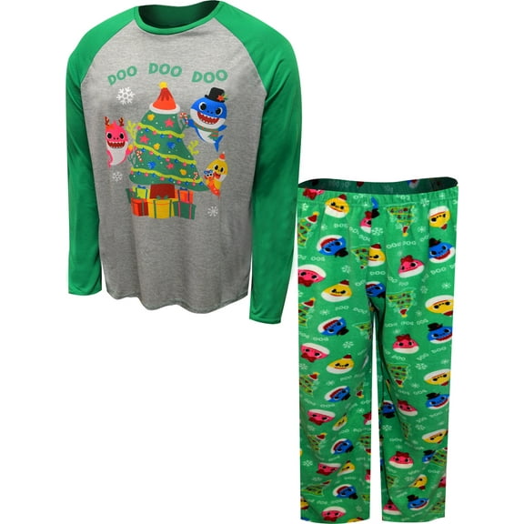 Baby Shark Mens Baby Shark Daddy Shark Christmas Mens Pajama (Small)