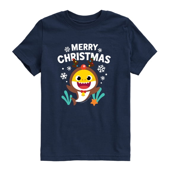 Baby Shark - Merry Christmas Reindeer Shark Toddler Boys' Toddler Short Sleeve Graphic T-Shirt
