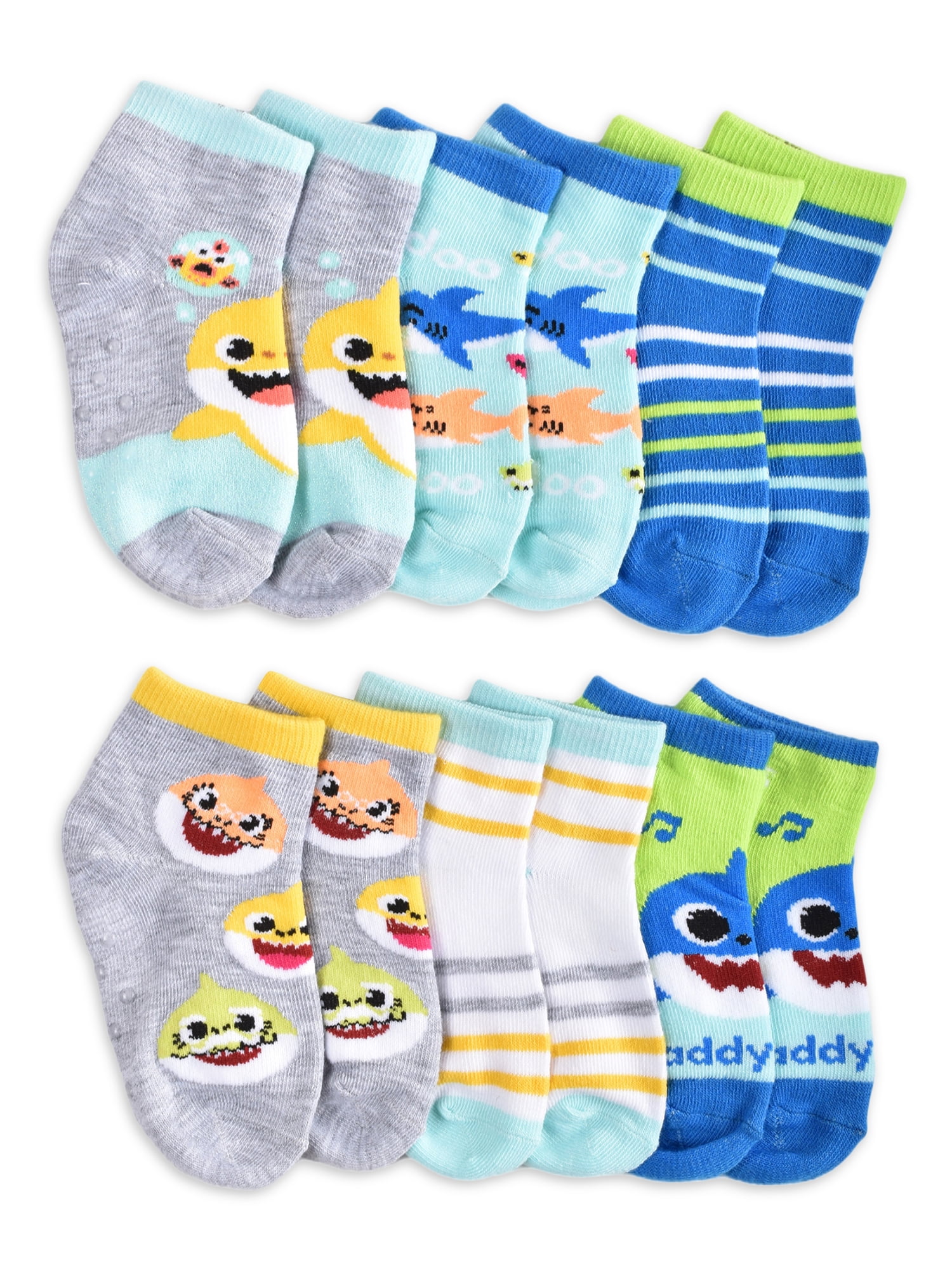 Baby Shark No-Show Breathable Printed Socks (Toddler) 6 Pack