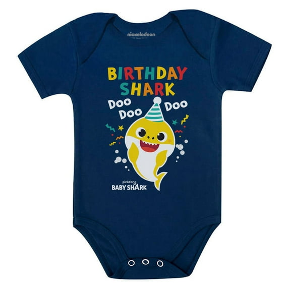 Baby Shark Outfit 1st 2nd Birthday Shark Gift Birthday Boy Girl Baby Bodysuit 12M (6-12M) Navy