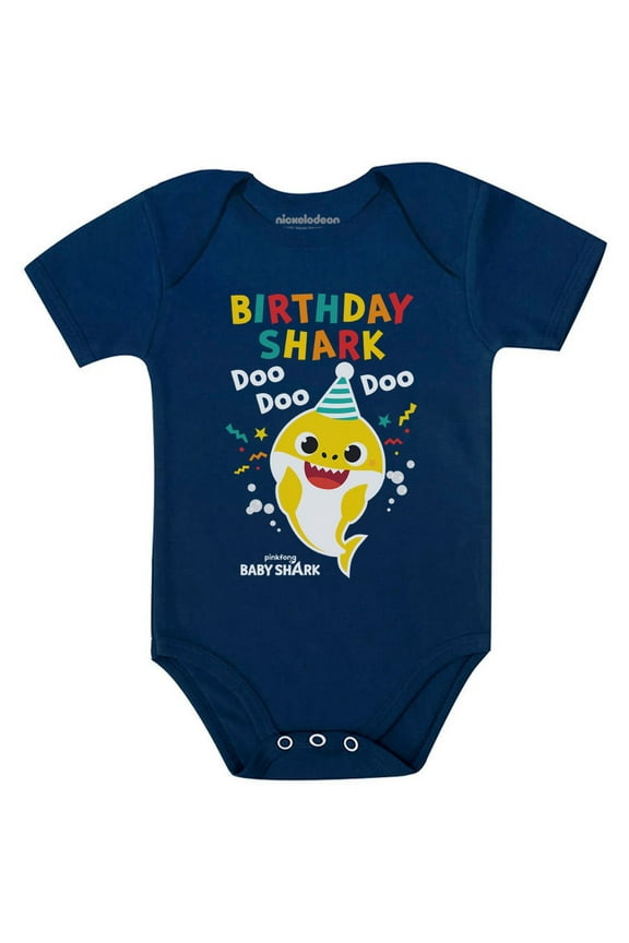 Baby Shark Outfit 1st 2nd Birthday Shark Gift Birthday Boy Girl Baby Bodysuit 12M (6-12M) Navy