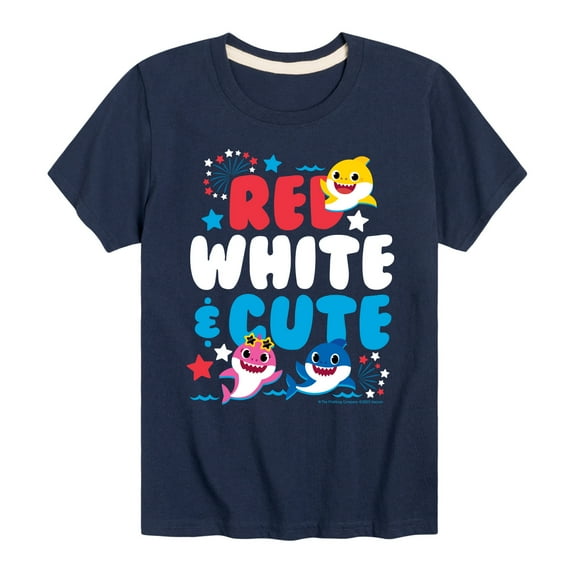 Baby Shark - Red White and Cute - Toddler Short Sleeve T-Shirt