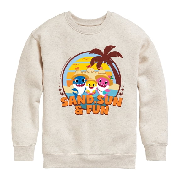 Baby Shark - Sand Sun And Fun Boys' Graphic Long Sleeve Fleece Sweatshirt