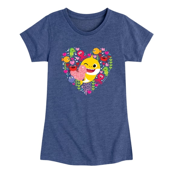 Baby Shark - Sea Creature Heart Toddler Girls' Toddler Short Sleeve Graphic T-Shirt