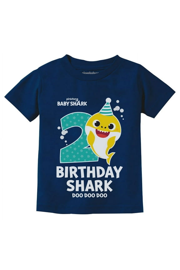 Baby Shark Shirt Gift for Kids Toddler 2nd Birthday Girl Boy Outfit Navy 2T