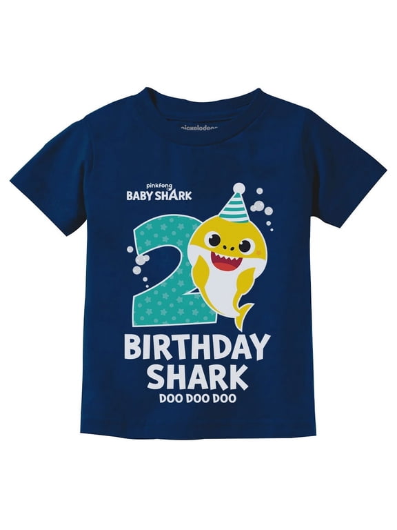 Baby Shark Shirt Gift for Kids Toddler 2nd Birthday Girl Boy Outfit Navy 4T