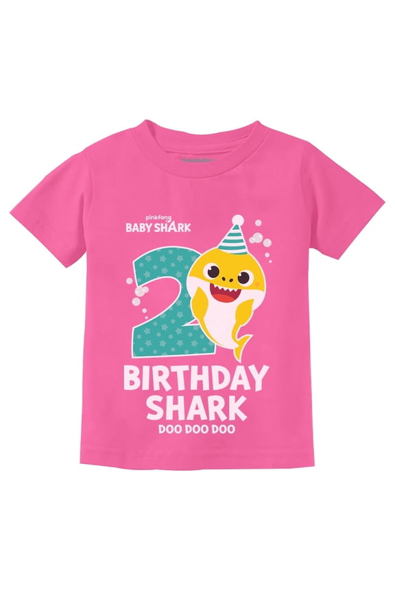 Baby Shark Shirt Gift for Kids Toddler 2nd Birthday Girl Boy Outfit Pink 2T