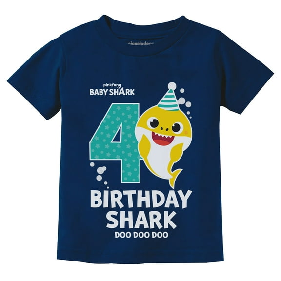 Baby Shark Shirt Gift for Kids Toddler 4th Birthday Girl Boy Outfit Navy 5T