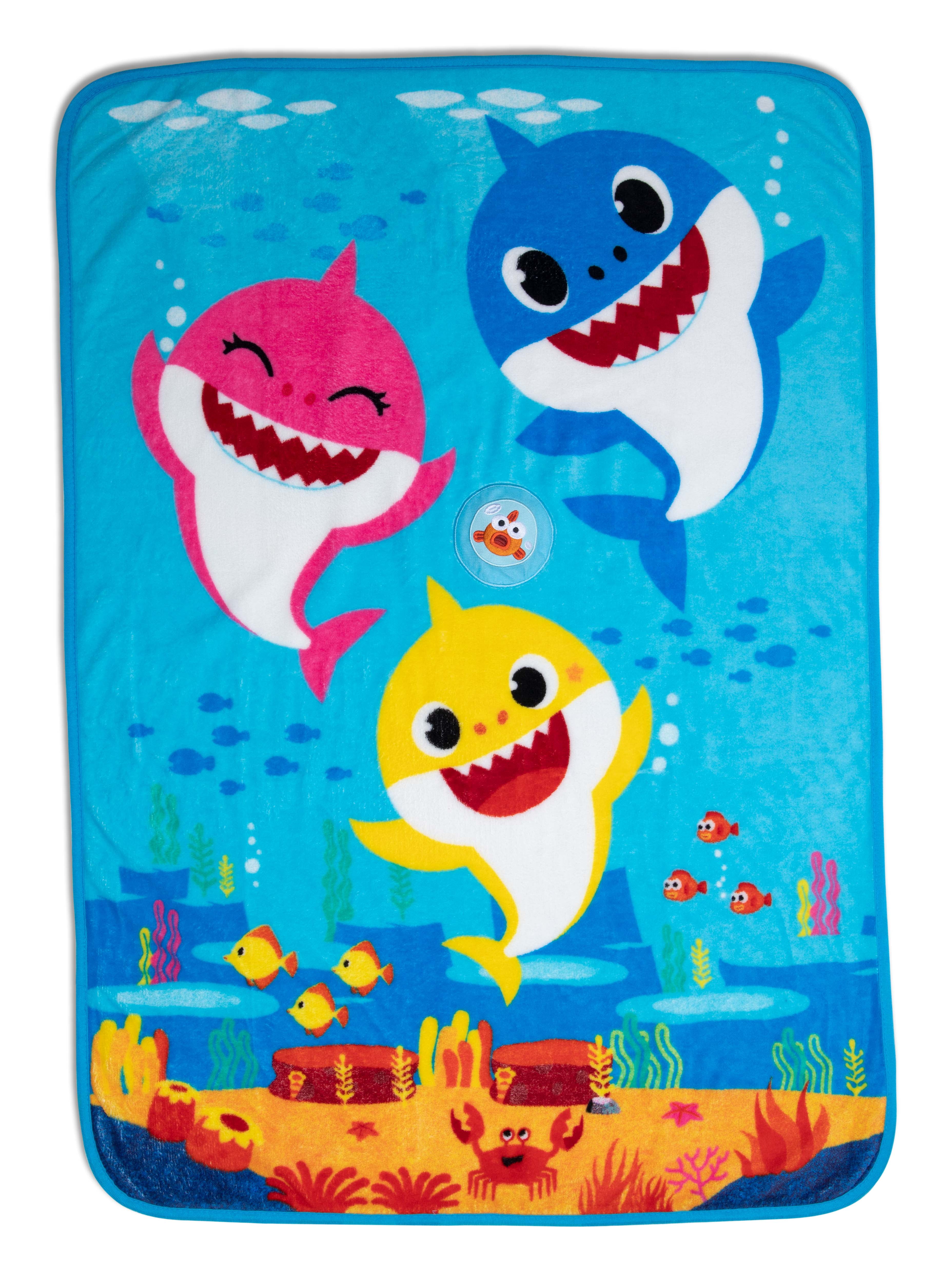Baby Shark Soft Coral Plush Musical Toddler Blanket for Boys and Girls