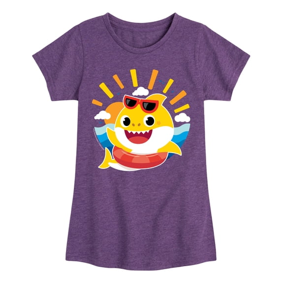 Baby Shark - Sunshine Shark Girls' Fitted Short Sleeve Graphic T-Shirt