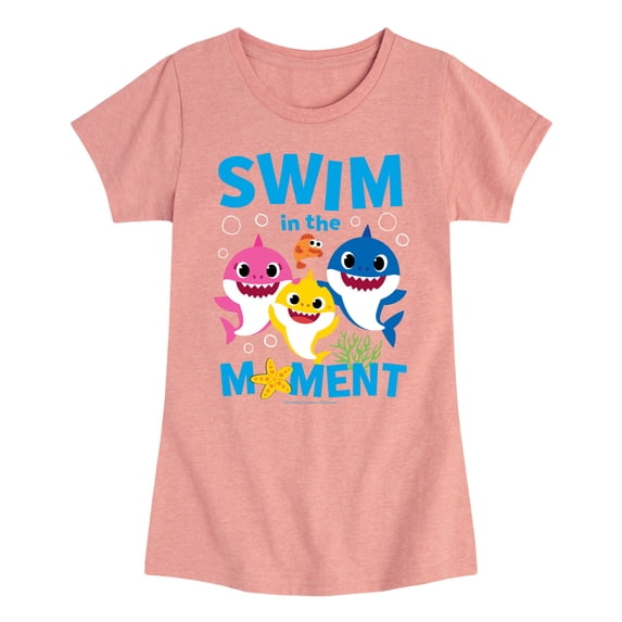 Baby Shark - Swim In The Moment Girls' Fitted Short Sleeve Graphic T-Shirt