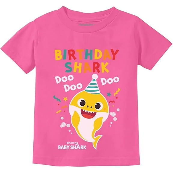 Tstars Baby Shark Themed Birthday T-Shirt for Toddlers - Fun Shark Print - Size 5-6 - Pink