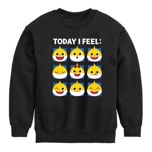 Baby Shark - Today I Feel Grid - Toddler And Youth Crewneck Fleece Sweatshirt