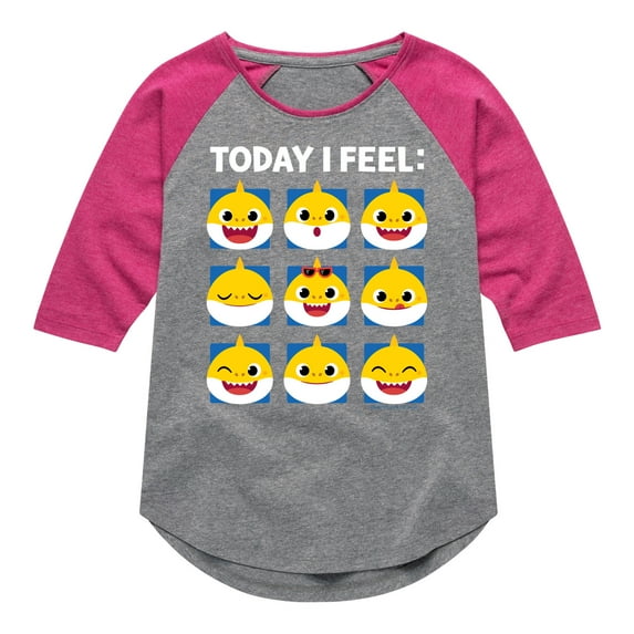Baby Shark - Today I Feel - Toddler And Youth Girls Raglan Graphic T-Shirt