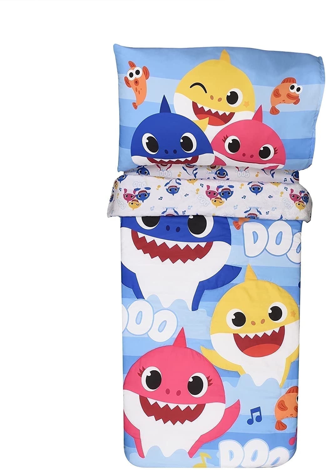 Baby Shark Multicolor Toddler Bedding Sheet Set 3 Pieces Set for Kids with Reversible Comforter