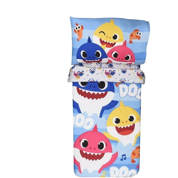 Baby Shark Multicolor Toddler Bedding Sheet Set 3 Pieces Set for Kids with Reversible Comforter