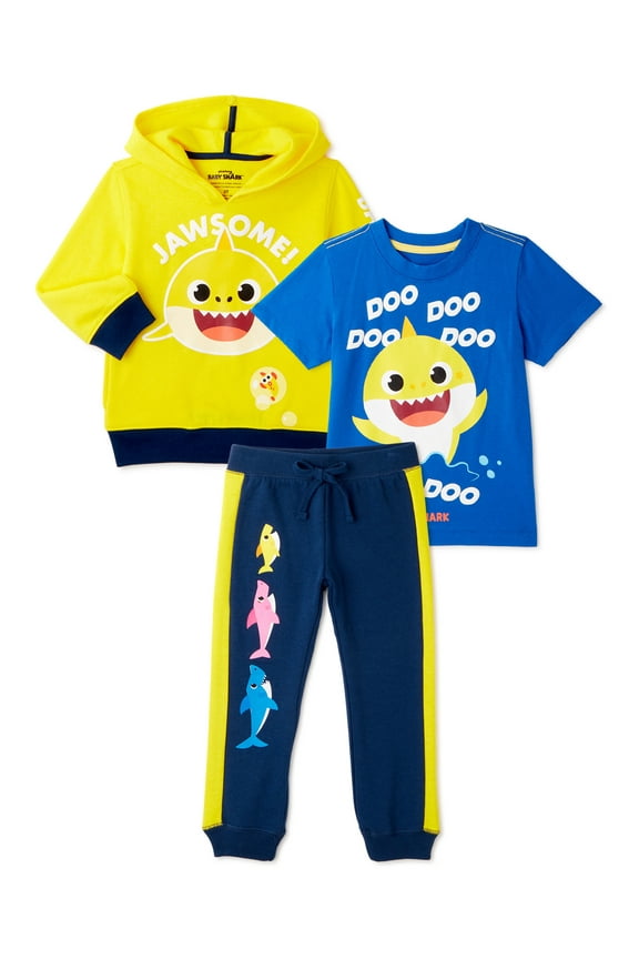 Toddler Boy Hoodie Sweatshirt, Graphic T-Shirts & Jogger Pant Outfit Set, 3-Piece, Sizes 2T-5T