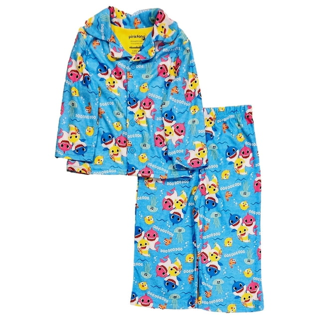 Baby Shark Toddler Boys Blue Flannel Baby Shark Pajamas Sleep Set 3T