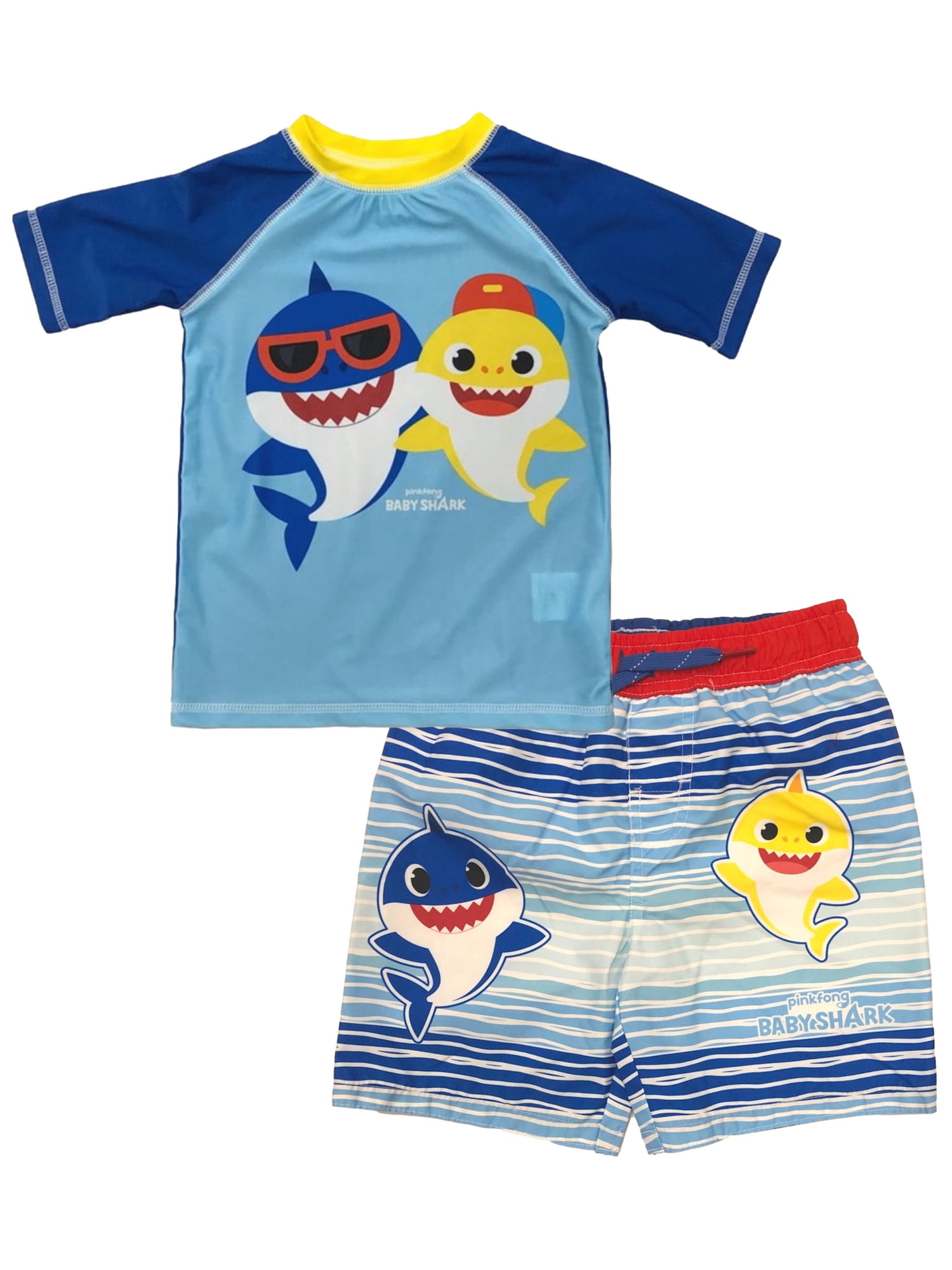 Baby Shark Toddler Boys' Rash Guard and Swim Trunks Set - Walmart.com