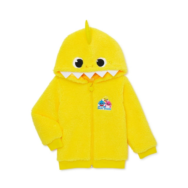 Baby Shark Toddler Cosplay Faux Sherpa Hoodie, 12M-5T