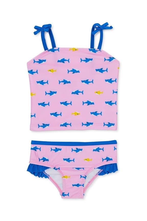 Toddler Girl Ruffle Tankini, 2-pcs, Sizes 18M-5T, Pink & Blue
