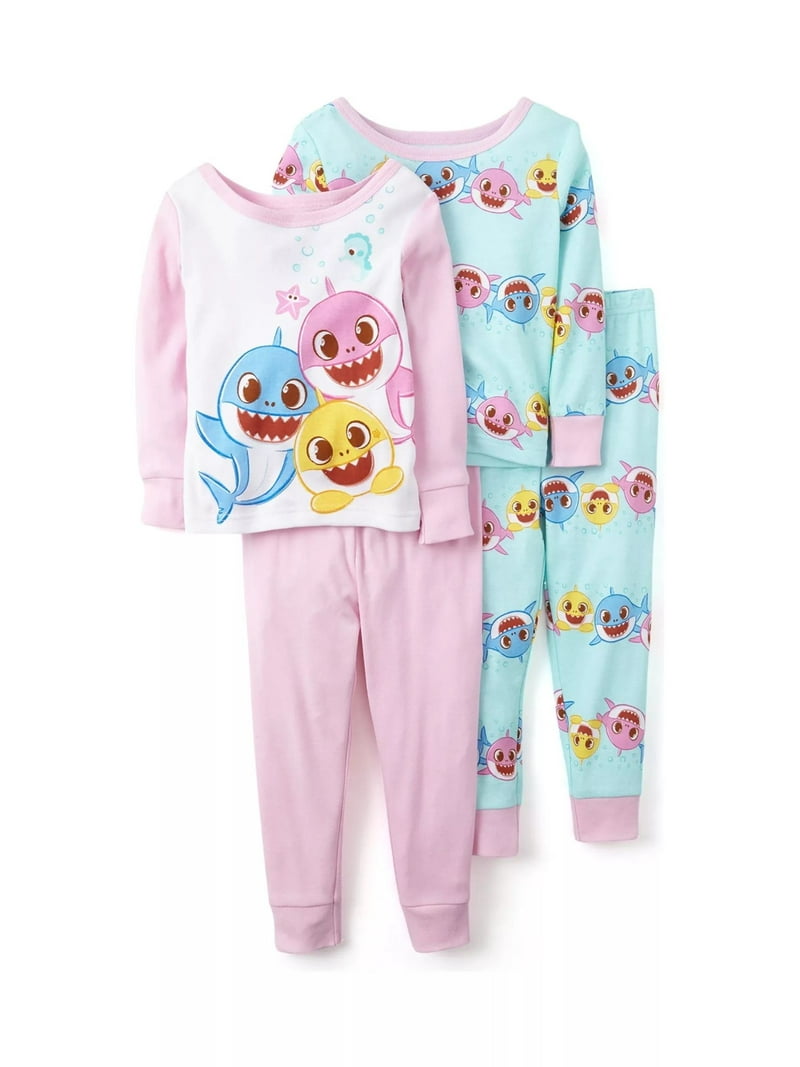 Baby Shark Toddler Girl's Character Print 4-Piece Long-Sleeved