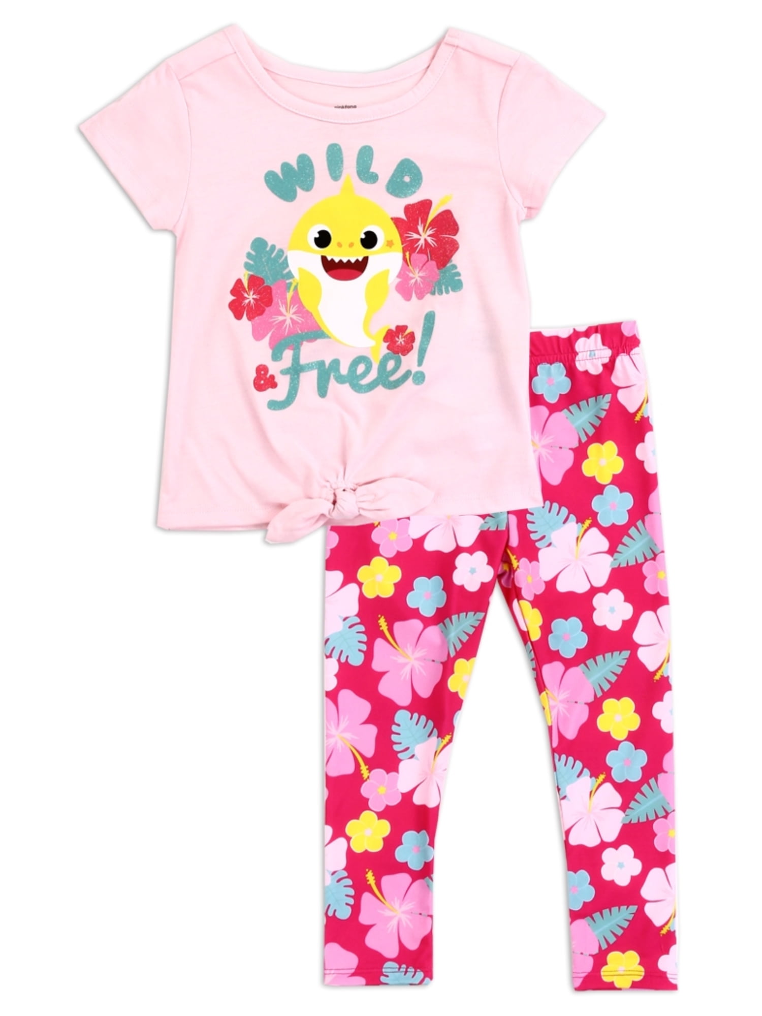 Baby Shark Toddler Girls' Tie-Front Top and Leggings Set, Sizes 2T-4T