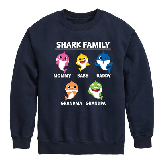 Baby Shark - Types Of Sharks - Toddler And Youth Crewneck Fleece Sweatshirt