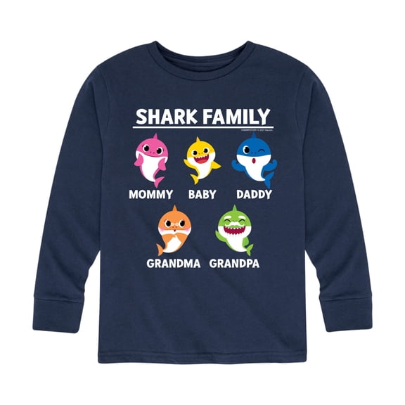 Baby Shark - Types Of Sharks - Toddler And Youth Long Sleeve Graphic T-Shirt