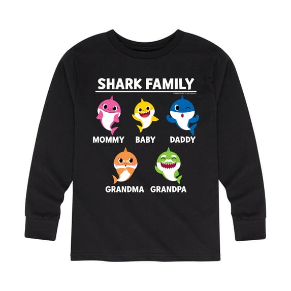 Baby Shark - Types Of Sharks - Toddler And Youth Long Sleeve Graphic T-Shirt