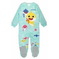 thumbnail image 1 of Baby Shark Unisex Toddler Mint & Multi Blanket Sleeper (5T), 1 of 4
