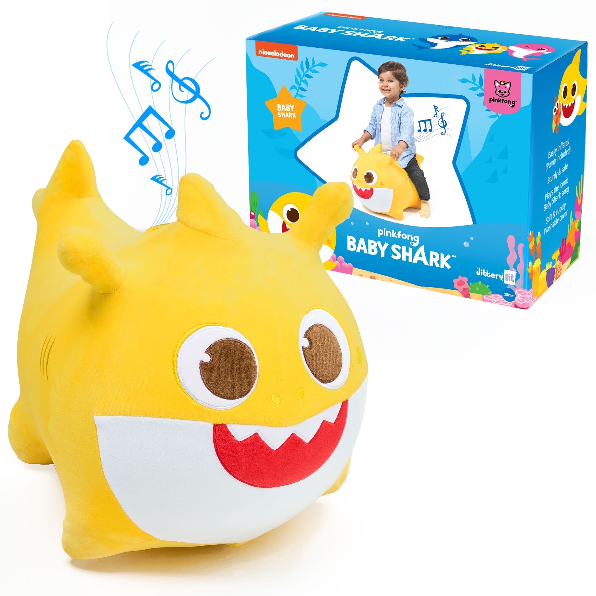 Pinkfong Baby Shark Ride On Bouncy Plush Toy, Musical Hopper, Ages