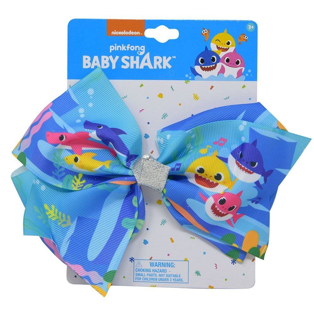 BABY SHARK Pinkfong Nickelodeon Girls Glitter Bow Hairbow Kids Hair Accessory