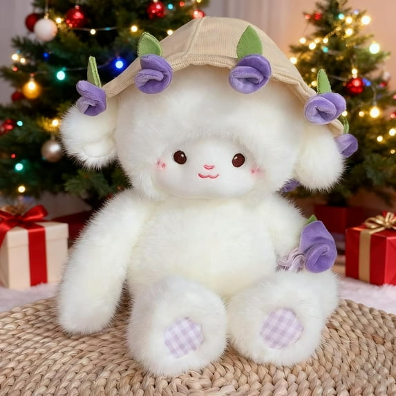 Baby Sheep Bouquet Plush Toy, Adorable Lamb Doll with Detachable Floral Hoodie, Soft Stuffed Animal for Girls, Cute Emotional Support Gift