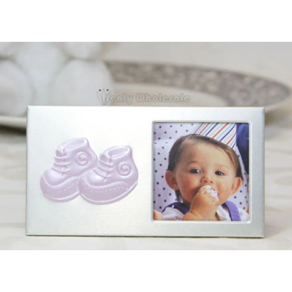 Baby Shoe Plated Picture Frame Pink (12 Pieces)