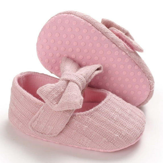 Baby Shoes 12-18 Months Toddler Kid Baby Girls Princess Cute Toddler Solid Color Bow-Knot Soft Sole Shoes Baby Slip On Shoes