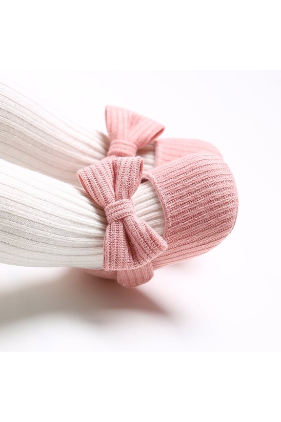 Baby Shoes,Baby Sneakers Soft Yarn Knit Bow First Walking Shoes Sole Toddler Prewalker Booties Crib,Baby Girl Shoes,Pink,0-6 Months