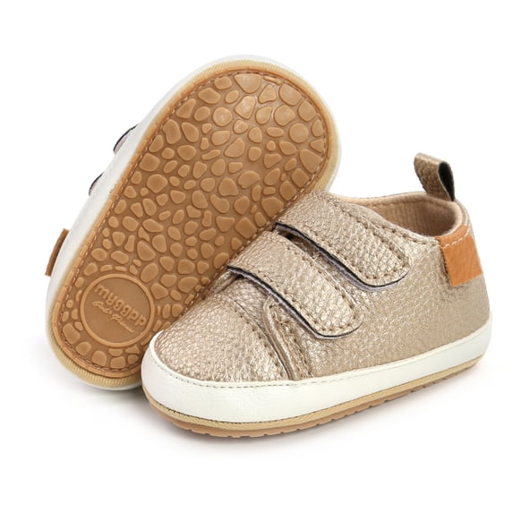 Baby Shoes Boys Girls Infant Sneakers Non-Slip Rubber Sole Toddler Crib First Walker Shoes,Gold,12-18M