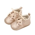 thumbnail image 1 of Baby Shoes Boys Girls Infant Sneakers Non-Slip Rubber Sole Toddler Crib First Walker Shoes Gold 6-9 Months, 1 of 6