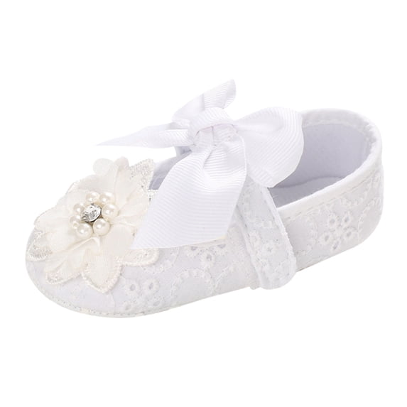 Baby Shoes,Girls Shoes Fashion Style Baby Toddler Kids Exquisite Solid Color Flower Bow Casual,Baby Girl Shoes,White,6-12 Months