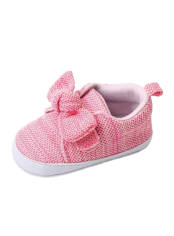Baby Shoes Single Shoes Bowknot First Walkers Shoes Soft Bottom Breathable Princess Shoes Toddler Girl Sneakers,Size 12 Months-18 Months