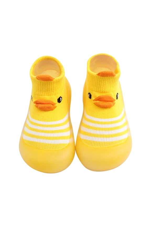 Baby Shoes Size 15-18 Months Cute Breathable Soft Rubber Indoor Outdoor Floor Non Flats Comfort Lightweight Elastic First Birthday Yellow Boots