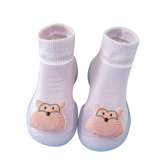 Baby Shoes Size 18-19 For 3 Months-6 Months Cute Animal Cartoon Socks Floor Kids Sneakers Purple